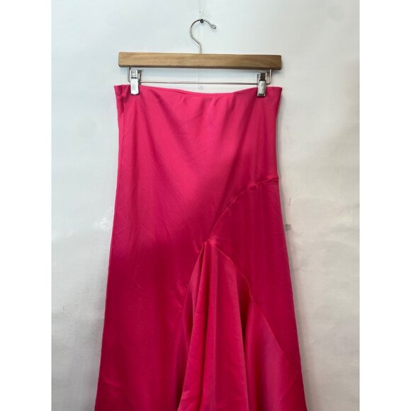 Anthropologie Bias Cut Asymmetrical Hem Slip Skirt Midi Fuchsia Pink Size Small - Picture 3 of 9